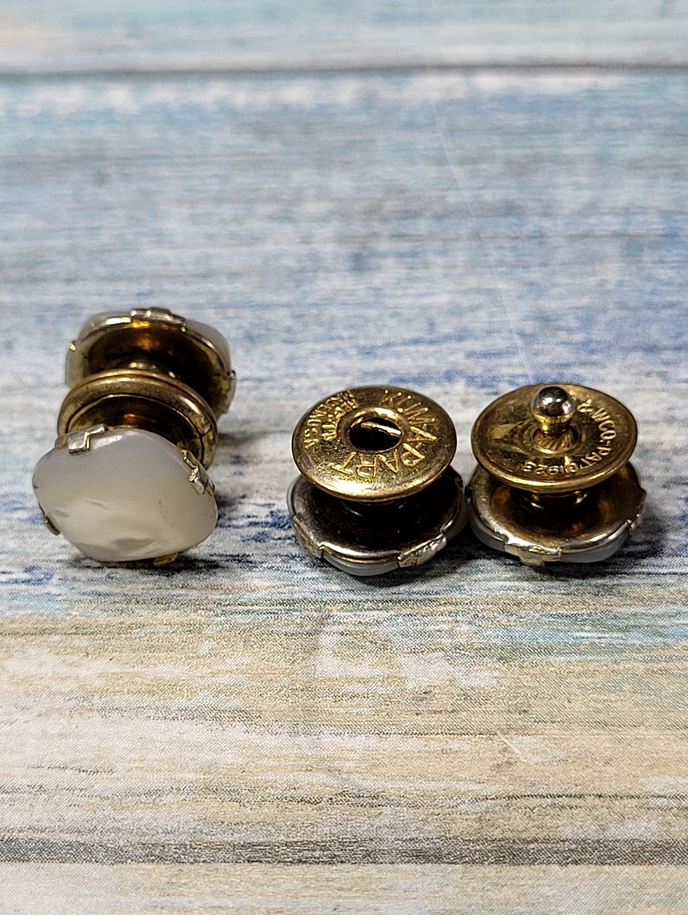 B & W Co. Mother of Pearl Kum-A-Part Cufflinks.